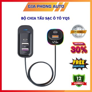  Bộ Chia Tẩu Sạc Ô Tô 5 Cổng YQ5 66W Dây Dài 1.5 Mét Tiện Dụng Tích Hợp Sạc Nhanh PD30W QC3.0 