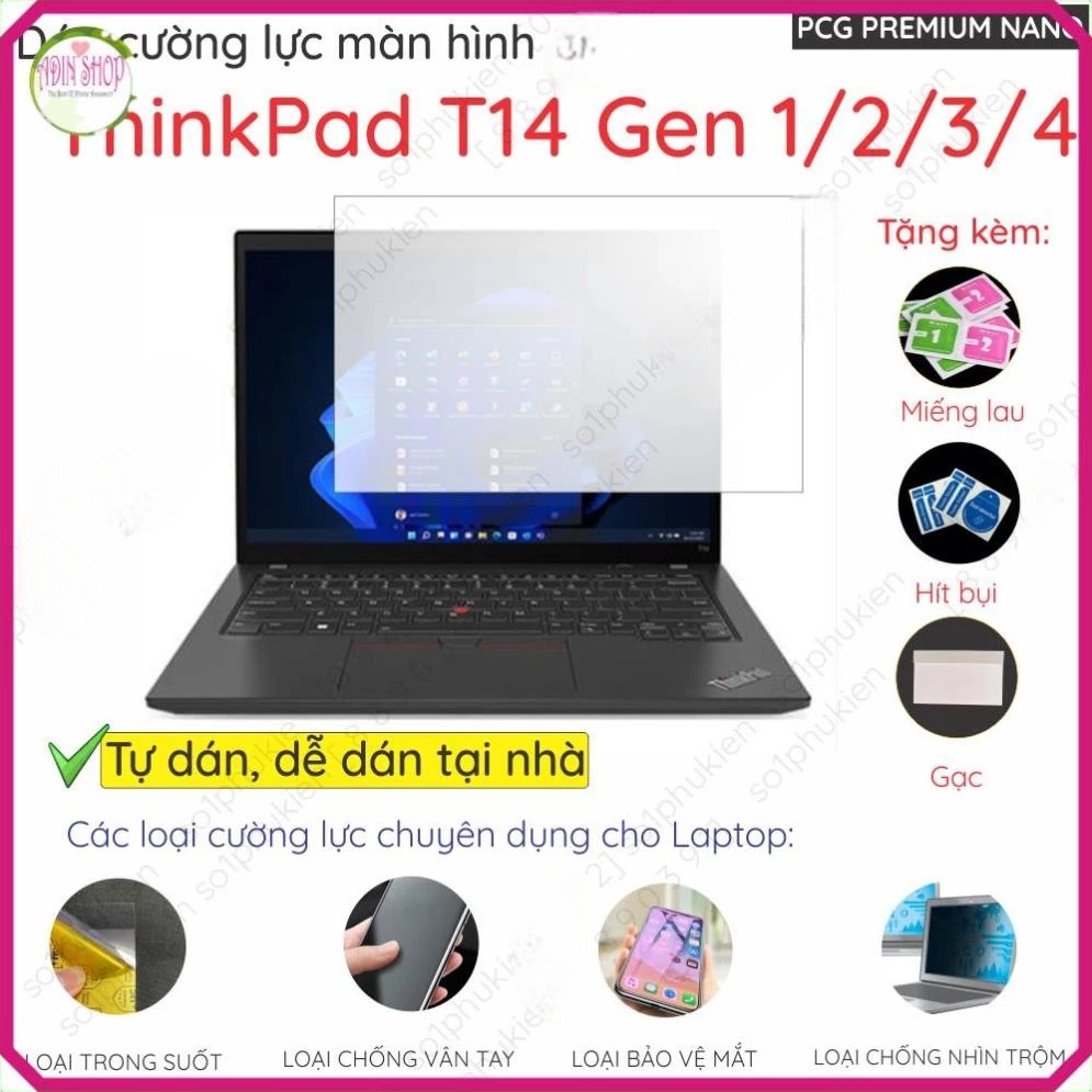 Dán màn hình cường lực dành cho Laptop Lenovo ThinkPad T14 Gen 1/2/3/4, T14s Gen 1, 2 E14 Gen 5, P14