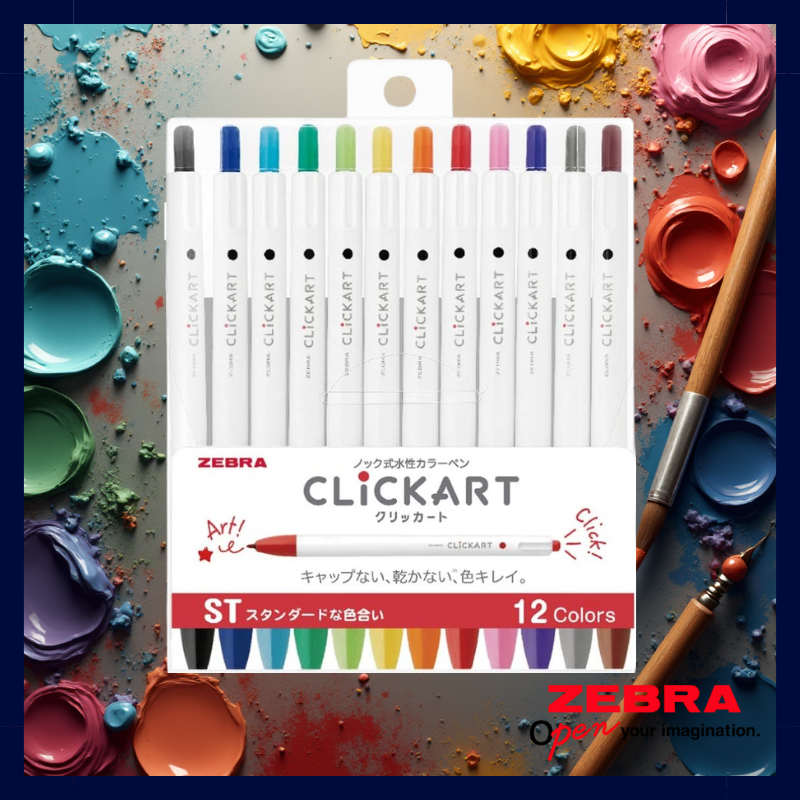 ZEBRA Water-Based Pen Clickart 12 Color Set