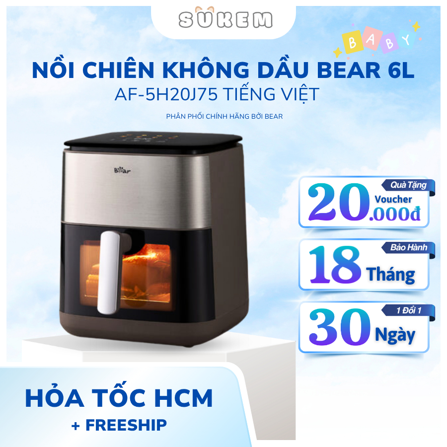 Nồi Chiên Không Dầu Bear 6L Đa Năng Giảm Dầu Mỡ Ăn Uống Healthy AF-5H20J75