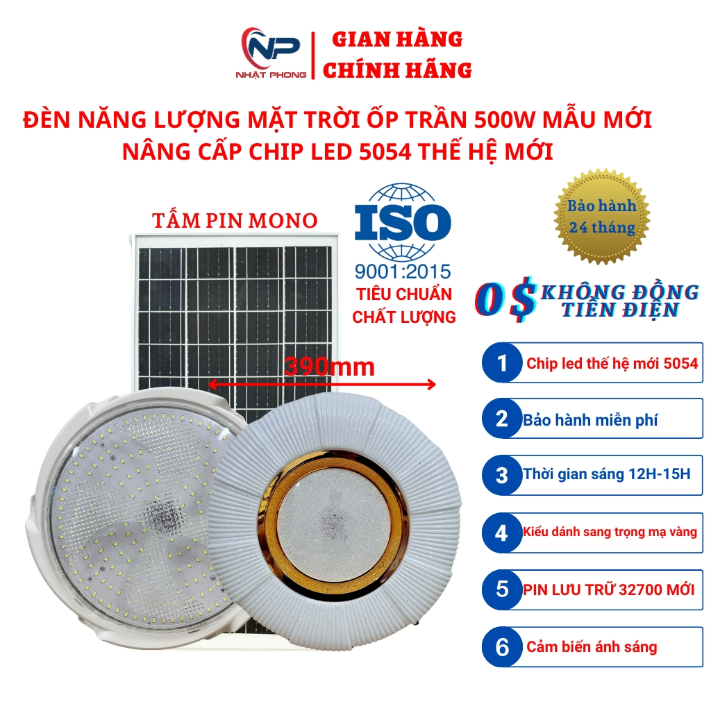 Đèn Năng Lượng Mặt Trời Ốp Trần Lốc Xoáy Công suất 300,400,500w Tiết Kiệm Điện tuổi thọ 10 năm Điều 