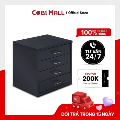 Tủ Hồ Sơ Thép 3 Ngăn/ 4 Ngăn Chắc Chắn, Bền Lưu Trữ Hồ Sơ, Tài Liệu Xám Đen - Cobi Home