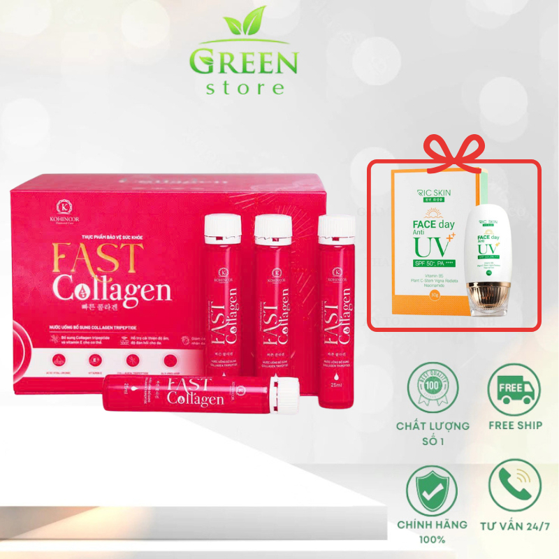 Nước uống Collagen - Fast Collagen ngăn ngừa lão hóa, tái tạo da, giảm nếp nhăn - 20 lọ 25ml