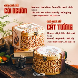  Giỏ quà tết 2026 Mây Tre đan ý nghĩa hạt dinh dưỡng an lành - Cội nguồn Cát Tường - La'zen 