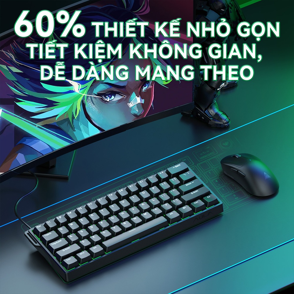 AULA WIN60HE Bàn phím từ RT Gaming Dây RGB Hot-swap 8kHz độ trễ thấp Bàn phím cơ học | BigBuy360 - bigbuy360.vn