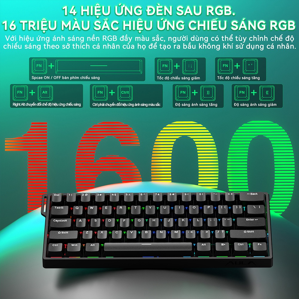 AULA WIN60HE Bàn phím từ RT Gaming Dây RGB Hot-swap 8kHz độ trễ thấp Bàn phím cơ học | BigBuy360 - bigbuy360.vn