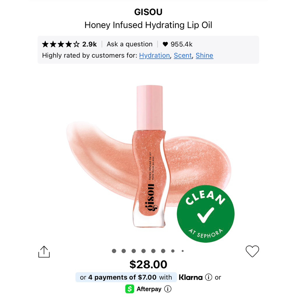 Son dưỡng môi Gisou Honey Infused Hydrating Lip Oil 8ml