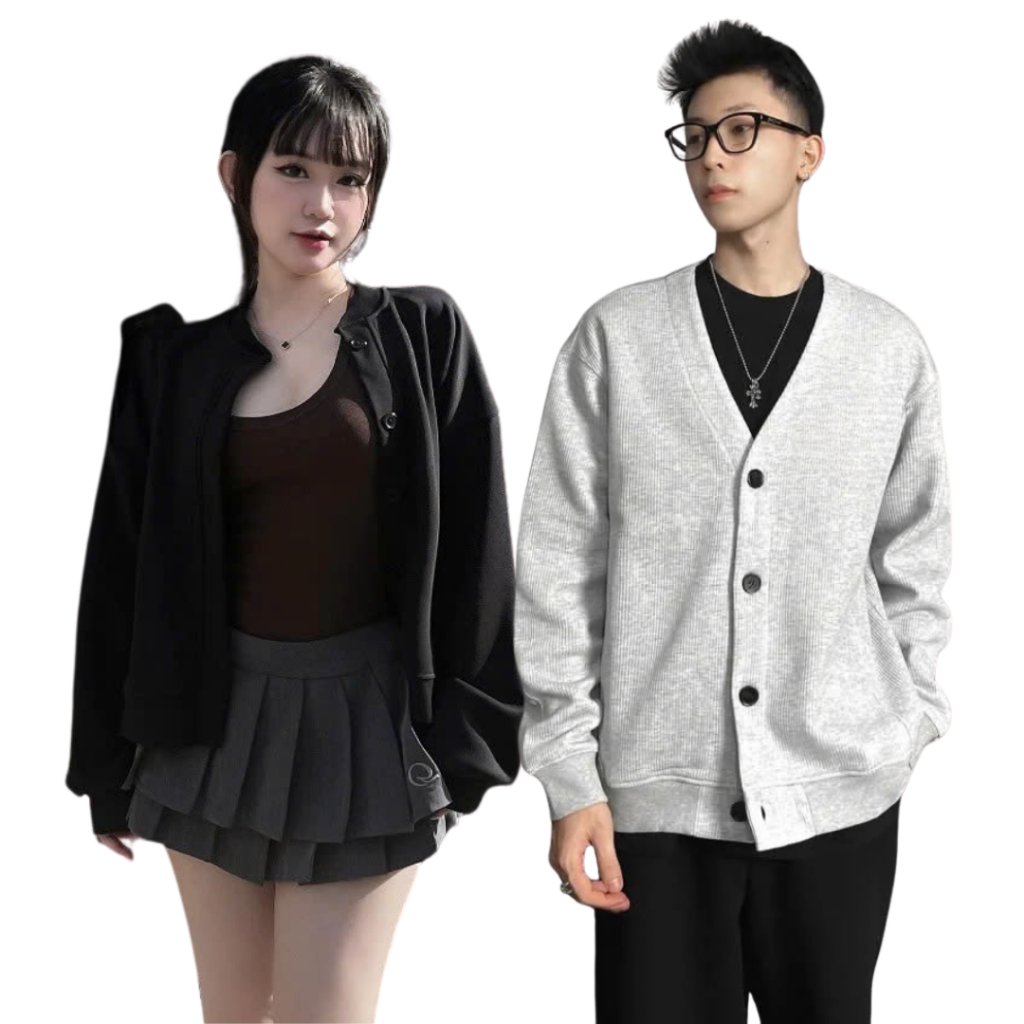 Áo Khoác Nỉ CARDIGAN 4 Màu Basic Form Rộng Unisex Họa Tiết Nam Nữ - dt_shop K1