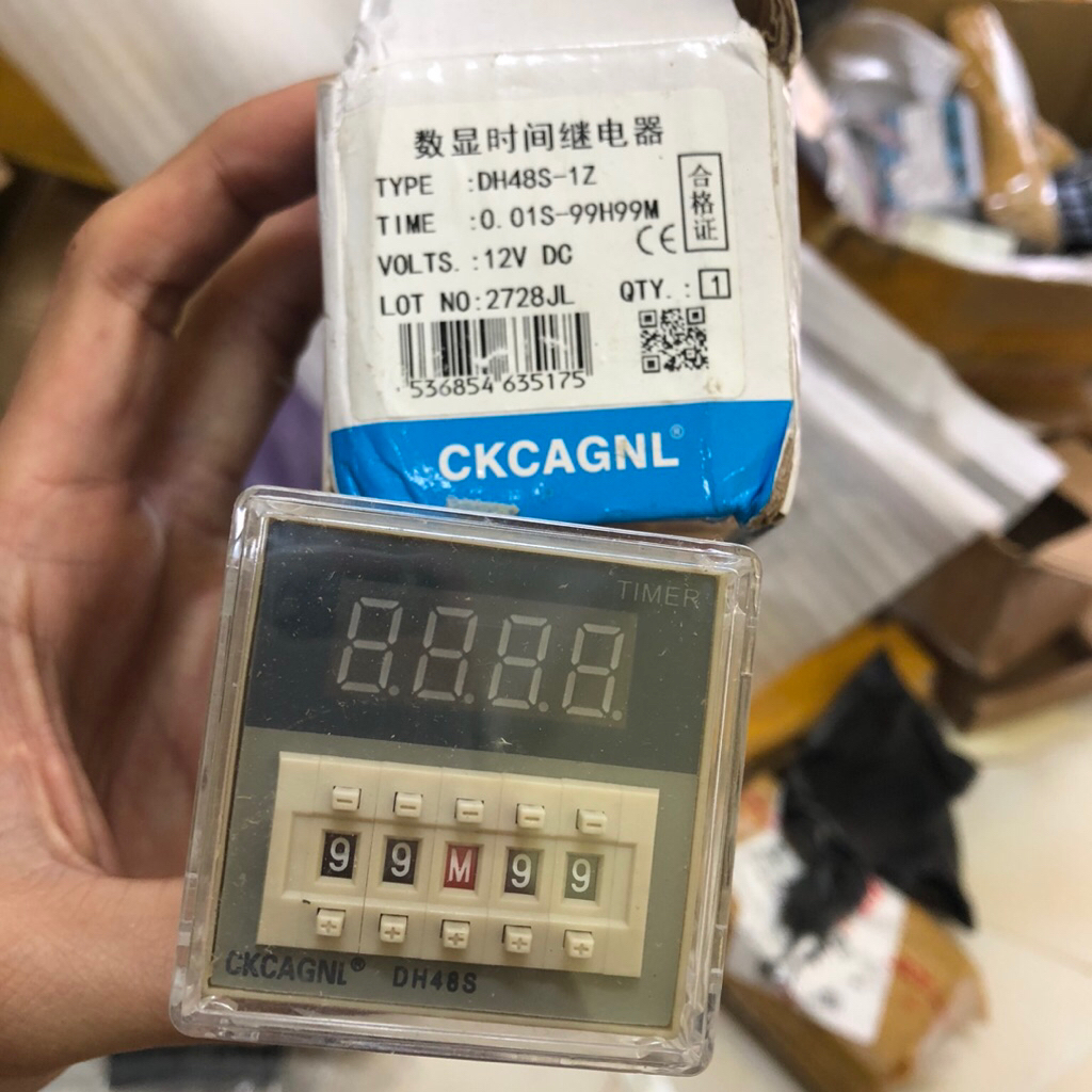 Rơ le thời gian Timer DH48S-1Z 12V DC (tặng kèm đế), Relay thời gian Đồng hồ hẹn giờ 12VDC