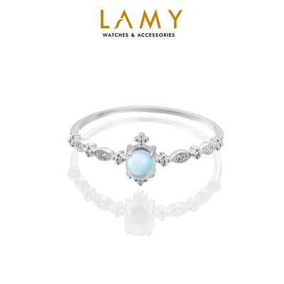 Nhẫn bạc nữ LAMY Genuine Rainbow Moonstone Ring Silver 8344