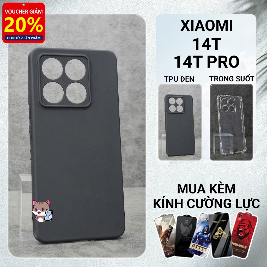 Ốp lưng Xiaomi 14T, 14T Pro 5G Meocase trơn tpu đen | Ốp điện thoại Xiaomi dẻo bảo vệ camera đt toàn