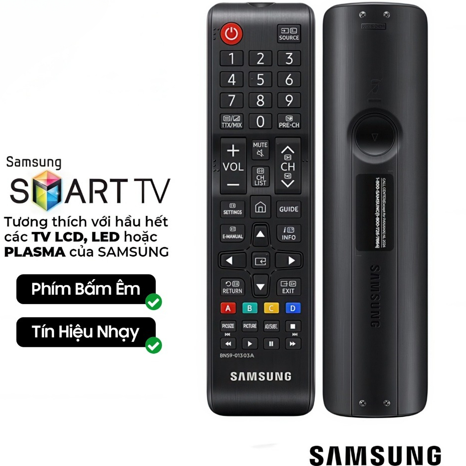 Remote Tivi Samsung BN59-01303A Smart TV - Lắp Pin Dùng Ngay, Tặng Kèm Pin, Phím Nhạy
