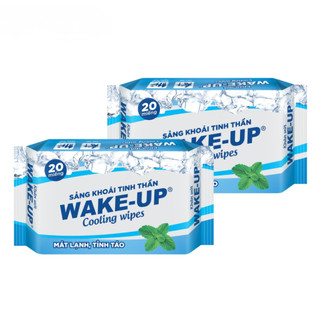 Combo Khăn Ướt WAKE-UP Cooling Wipes 20 Miếng Khăn Lạnh Bạc Hà Sảng Khoái Làm Sạch Nhanh, Mát Lạnh Tức Thì ADACO