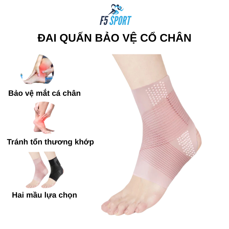 Đai quấn bảo vệ mắt cá chân, hỗ trợ bong gân khi tập Gym, chạy bộ, Pickleball