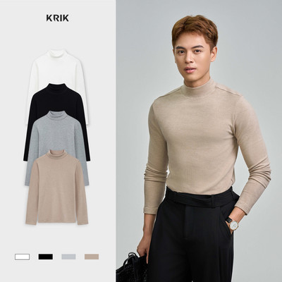 Áo Nỉ Giữ Nhiệt Nam KRIK Form Regular Chất Liềm Mềm Mại Thiết Kế Cổ 5p Giữ Ấm Tốt AN4165