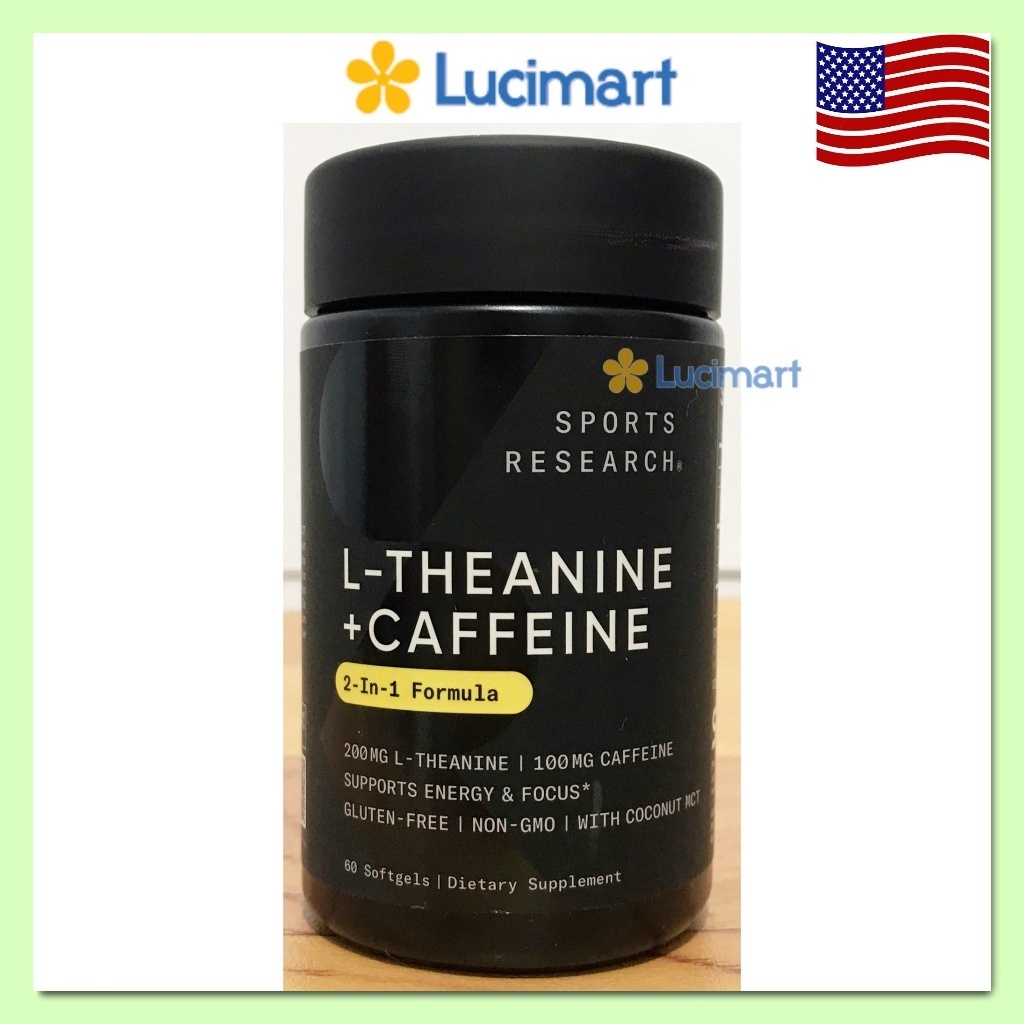 L-Theanine Caffeine 200mg Sports Research hàng Mỹ