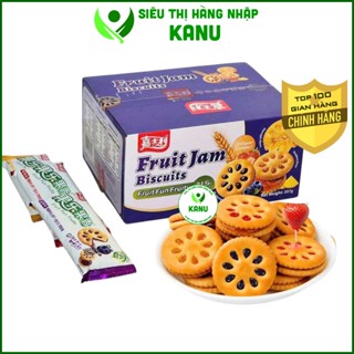  Bánh quy kẹp mứt dâu dứa & việt quất Jiashili 357g ăn vặt ngon 