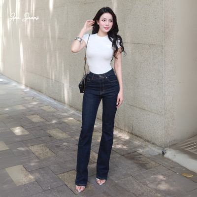 Aaa Jeans - Quần Jean Loe Nữ Ống Bát Lưng Cao Màu Midnight Blue Tôn Dáng
