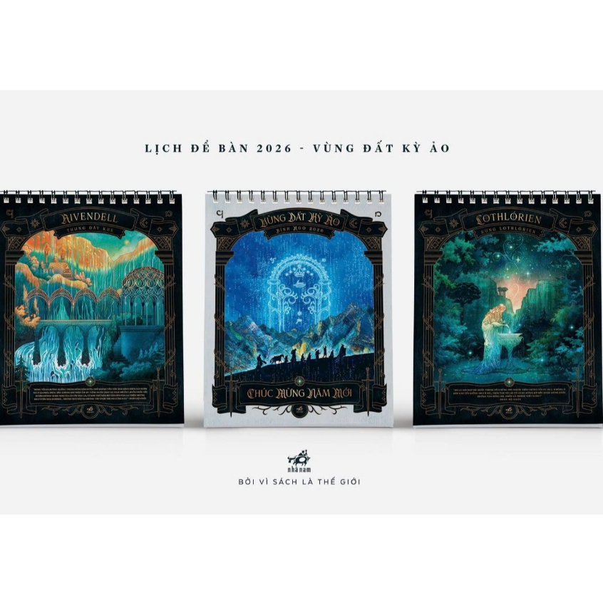 Lịch Để Bàn Nhã Nam 2026:  Vùng Đất Kỳ Ảo  – Hành trình qua Trung Địa ( Minh họa & thiết kế: Tùng Lâ