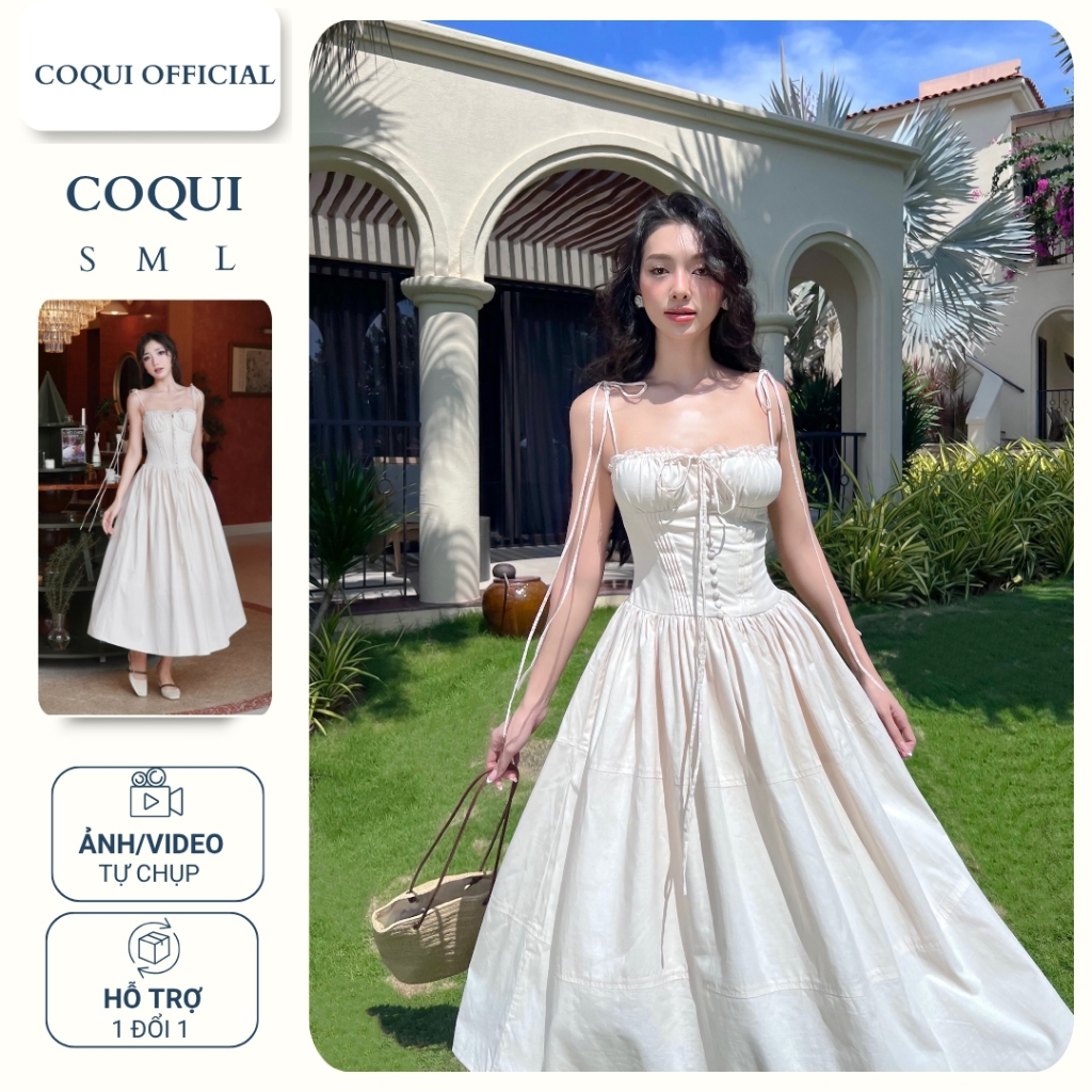 COQUI - Váy thiết kế nữ 2 dây, dáng dài xoè tiểu thư thanh lịch LAUREN DRESS