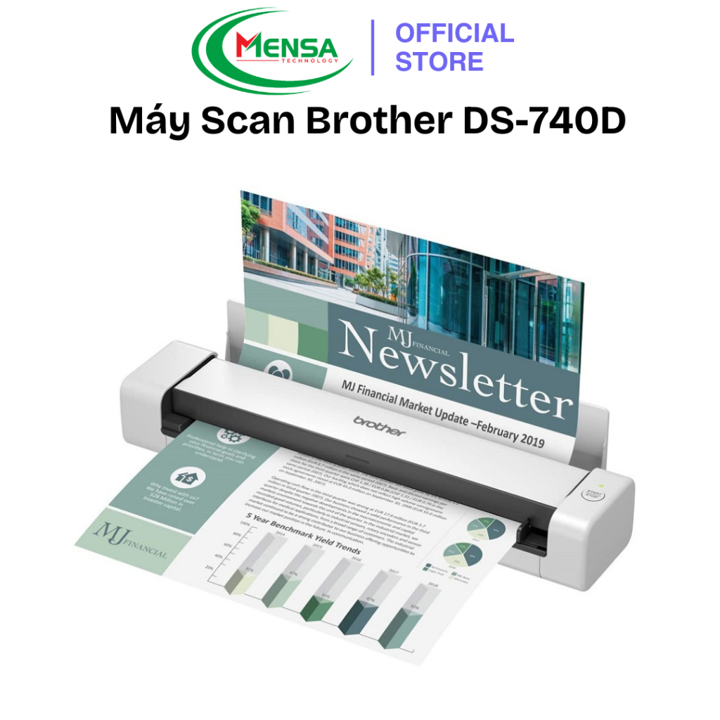 Máy scan 2 mặt tự động, máy scan cầm tay Brother DS740D - quét tài liệu nhỏ gọn, siêu nhanh