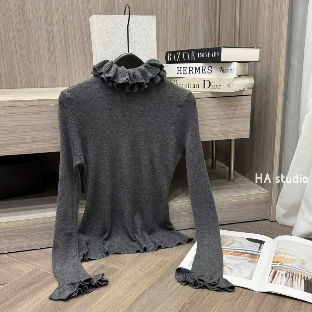 Áo Len Tăm CỔ BÈO 2 lớp Tay Loe Hàng QC co giãn 4 chiều 5 màu siêu xinh-Dành Cho Nữ | BigBuy360 - bigbuy360.vn