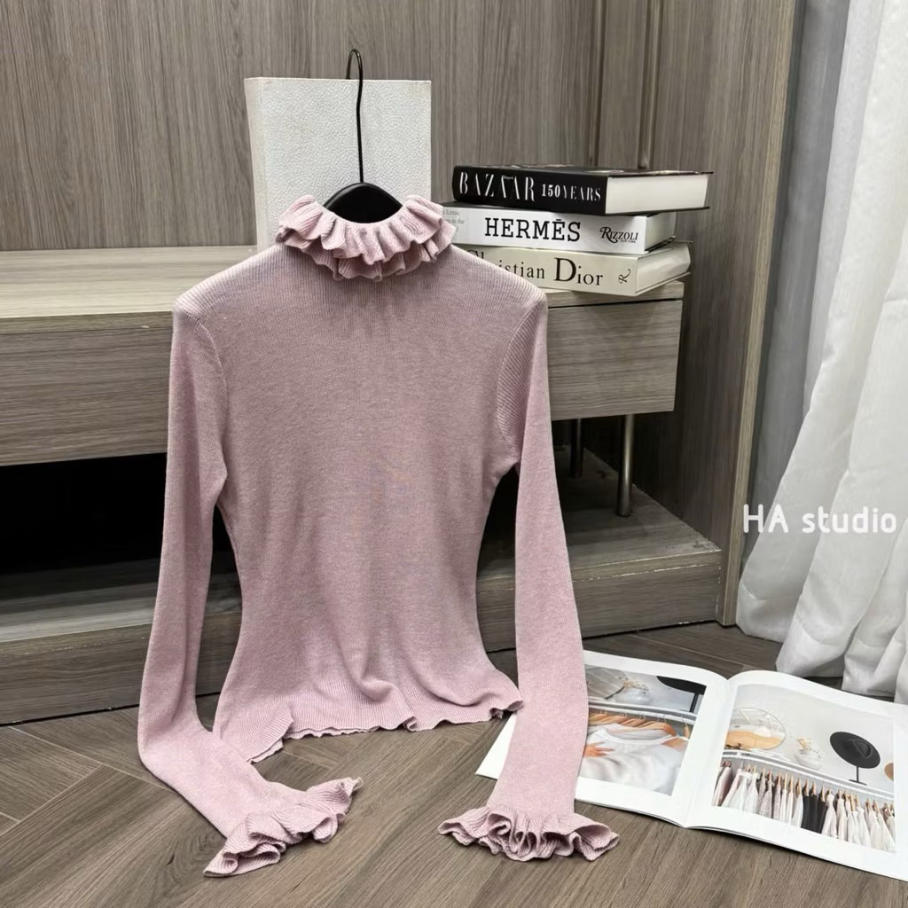 Áo Len Tăm CỔ BÈO 2 lớp Tay Loe Hàng QC co giãn 4 chiều 5 màu siêu xinh-Dành Cho Nữ | BigBuy360 - bigbuy360.vn