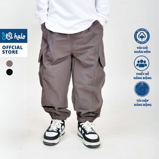  Quần Dài Cho Bé Trai 8-38kg  80-150cm  Quần Gió Túi Hộp BL HALO Dáng Rộng 2 Màu Vải Gió Nhăn Mềm Phong Cách Hiphop QDG26 