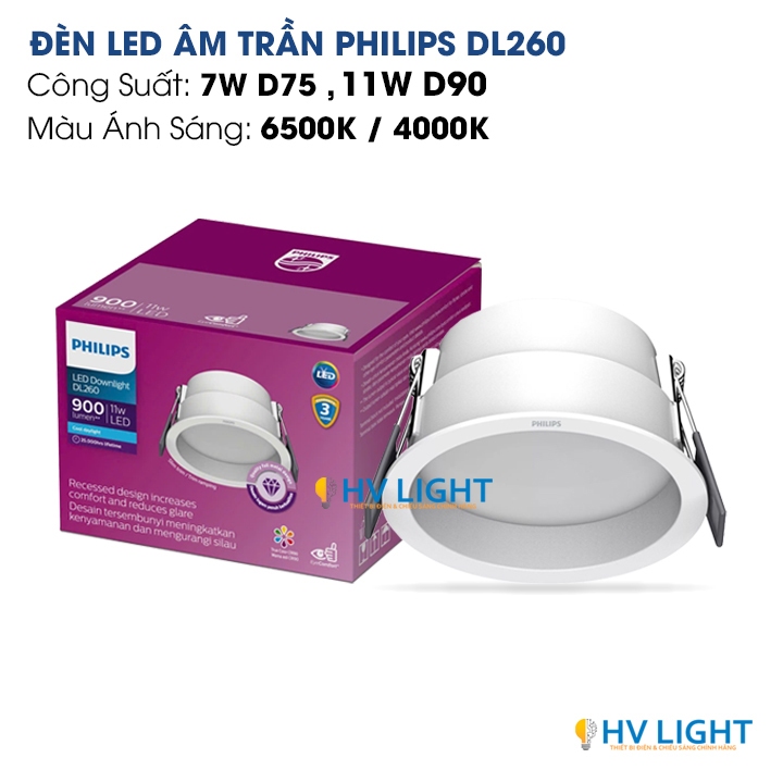 Đèn LED âm trần Philips DL260 - Ánh sáng êm dịu, kiểu dáng hiện đại
