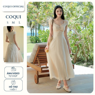  Váy dài nhẹ nhàng xô thêu hoa tiểu thư MOCA DRESS - COQUI đầm nàng thơ dịu dàng 
