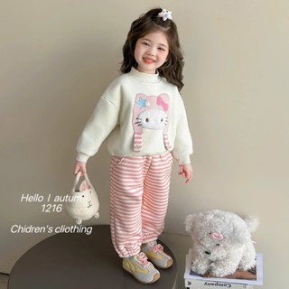  Bộ quần áo trẻ em- Bộ quần áo thu đông bé gái hình  mặt mèo dài tay dễ thương cao cấp cho bé từ 1 tuổi đến 5 tuổi 