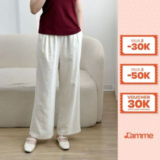  Quần bầu ống suông form rộng Uni Pants lưng chun chất liệu đũi xước Hàn mát lạnh dành cho cả bầu và không bầu BY LAMME 