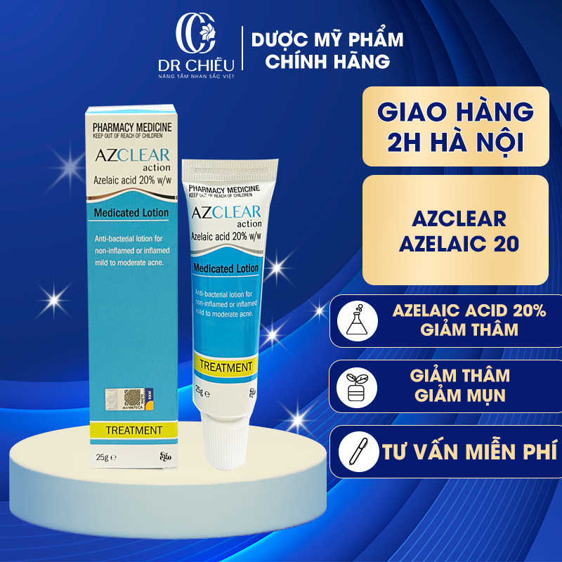 Kem mờ thâm Azclear 20% Azelaic acid giảm mụn, mờ thâm 25g