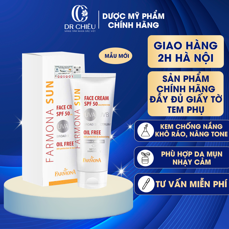 ⚜️Tem công ty nhập khẩu⚜️Farmona Sun Face Cream - Kem chống nắng Farmona Sun Oil Free SPF 50 (50ml)
