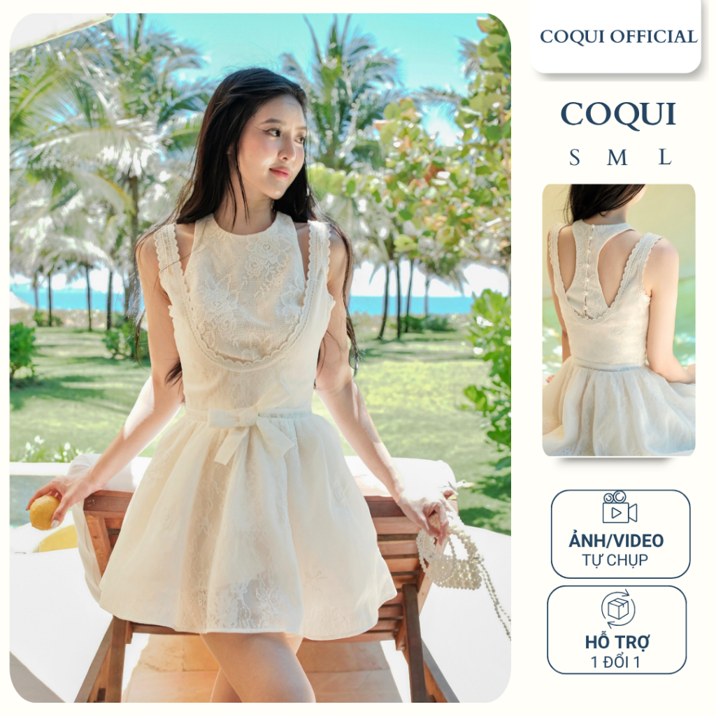 COQUI - Đầm váy tiểu thư dự tiệc thanh lịch cổ điển, dáng xòe ngắn chất tơ hoa cao cấp CHLOEEE DRESS | BigBuy360 - bigbuy360.vn