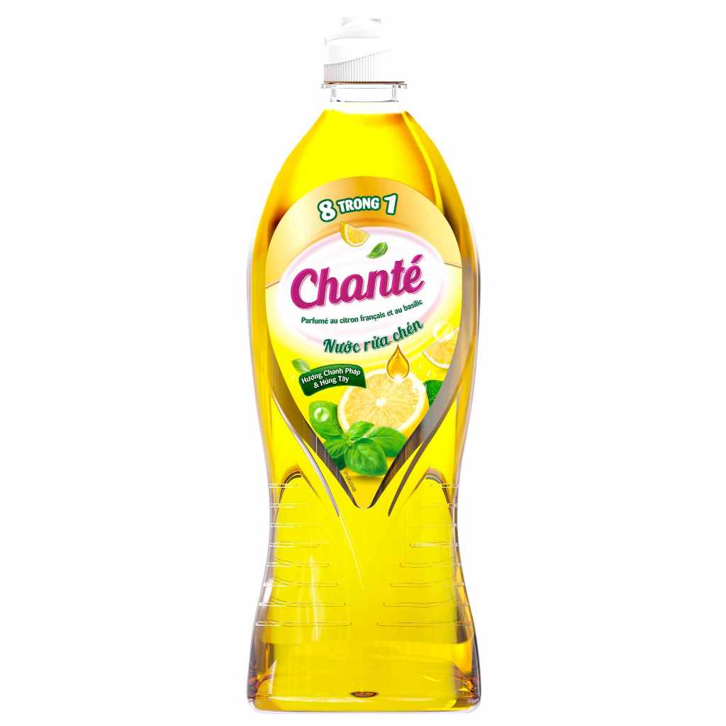 [Hàng tặng không bán] Chai Nước rửa chén Chanté cao cấp 8 trong 1 hương chanh Pháp & húng tây 750gr
