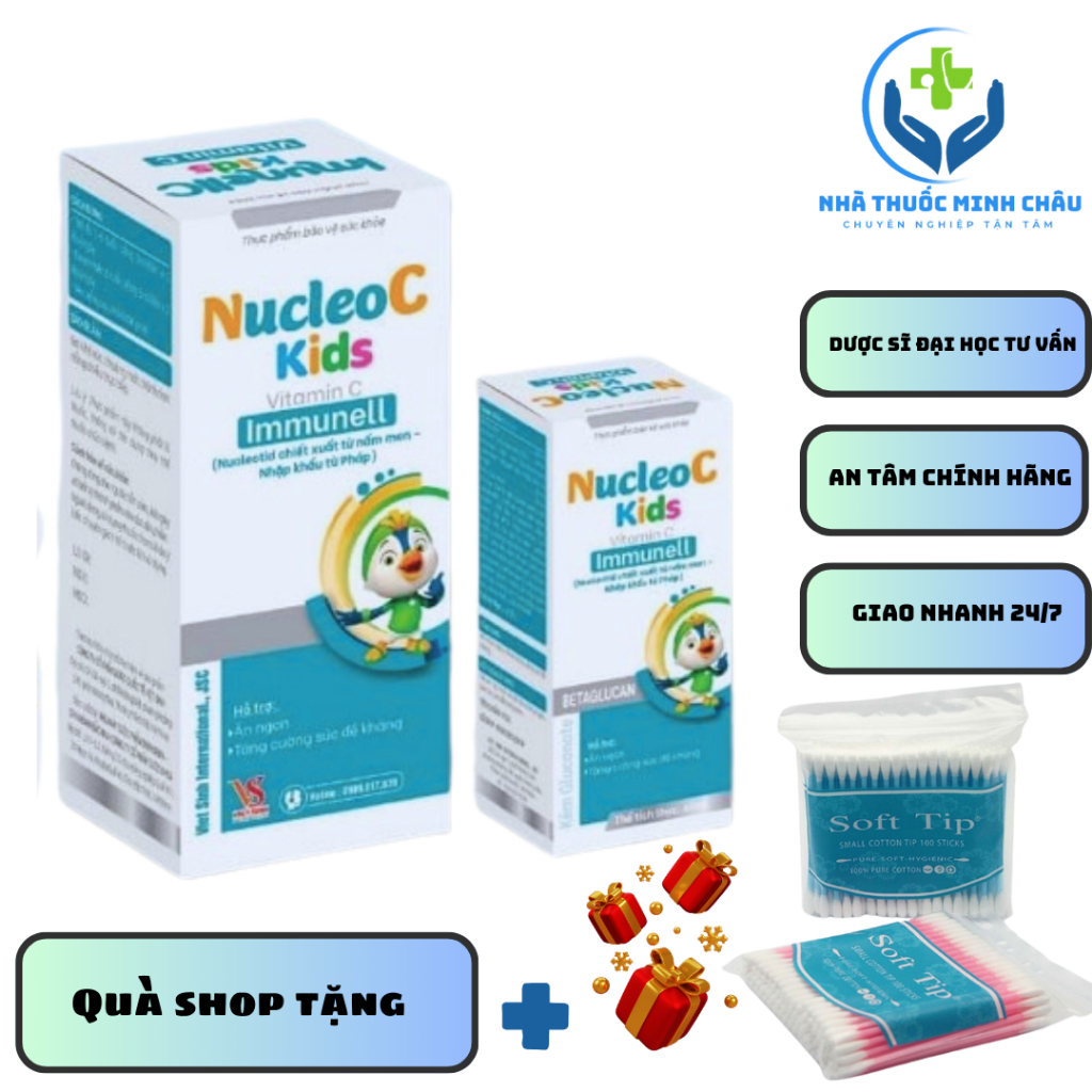 [CHÍNH HÃNG] Combo 2 Lọ NucleoC Kids bổ sung ,kẽm gluconat, vitamin C hỗ trợ tăng sức đề kháng