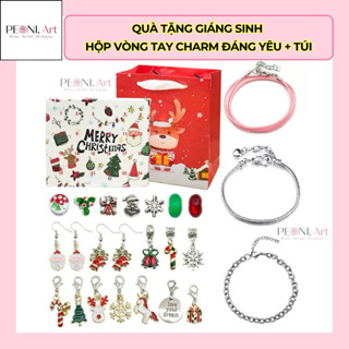   PEONI  Hộp Quà Tặng Trang Sức Noel Giáng Sinh 2025 Vòng Tay Tự Làm Charm Pandora Quà Tặng Bé Gái 