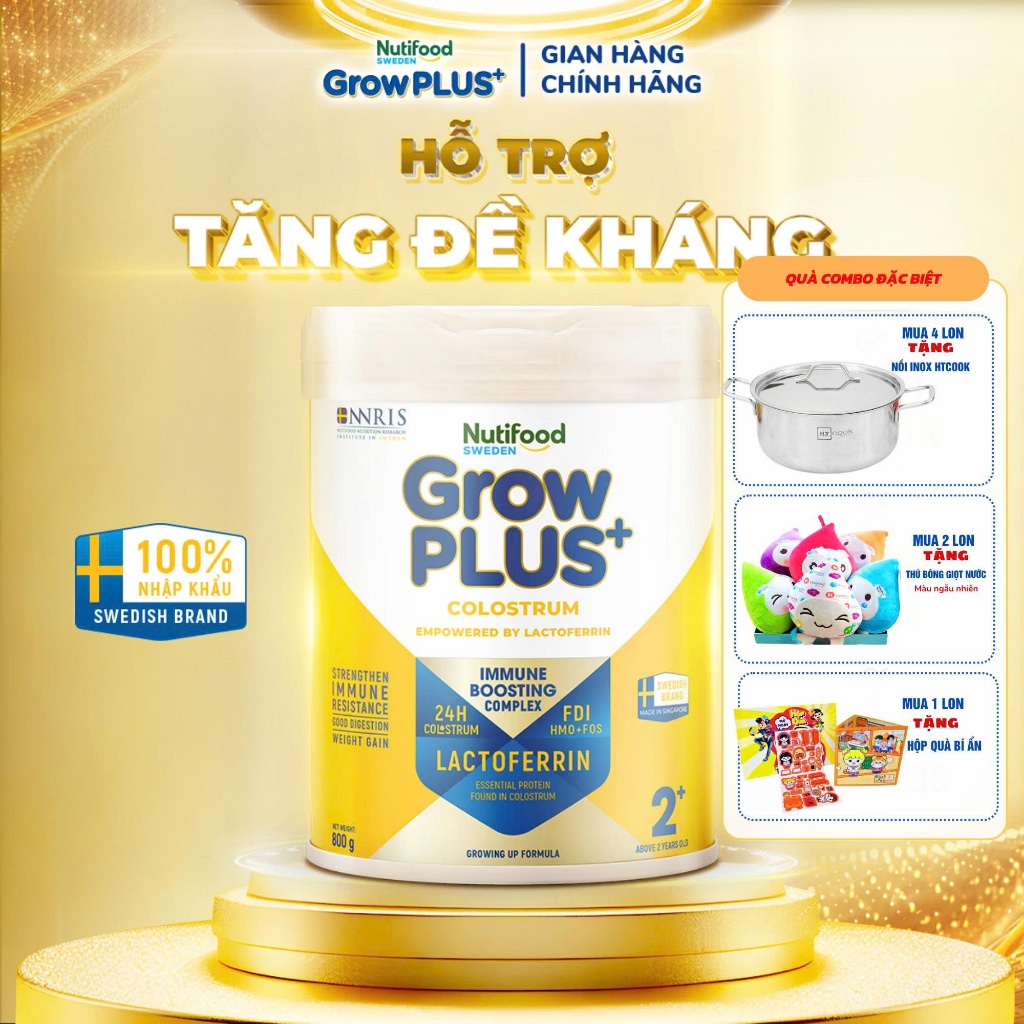 Sữa Bột Nutifood GrowPLUS+ Colostrum Lactoferrin 800g