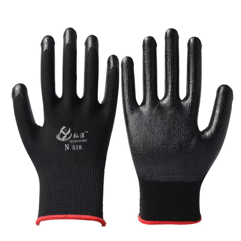 [CHUYÊN SỈ] Sét 12 đôi găng tay bảo hộ lao động phủ sơn cao su đen 518 hàng loại 1 dày dặn bảo vệ da tay