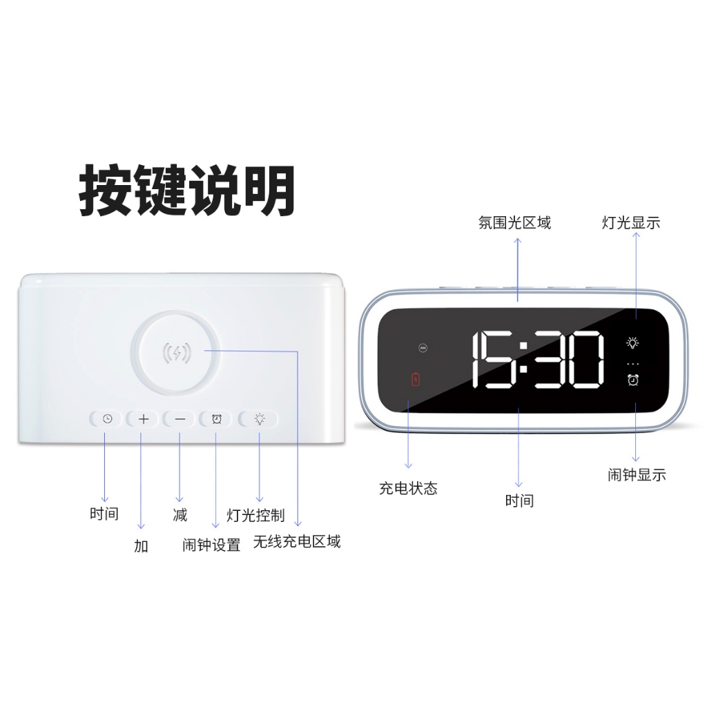 Đồng hồ báo thức để bàn C1019 màn hình LED lớn, dễ đọc màu nhiều