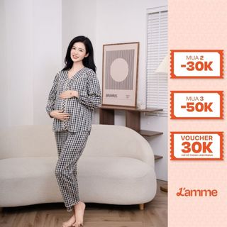  Bộ mặc nhà sét đồ nữ Dalia họa tiết kẻ caro trẻ trung bộ quần áo nữ mùa hè chất liệu đũi mềm mại by LAMME 
