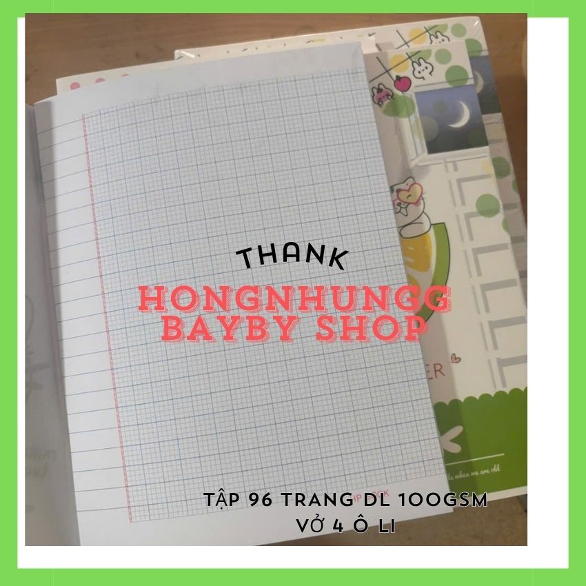 [MUA 10 TẶNG 2] LỐC 10 Cuốn Tập 96 Trang, Tập 4 ô li, Loại dày, định lượng 100gsm