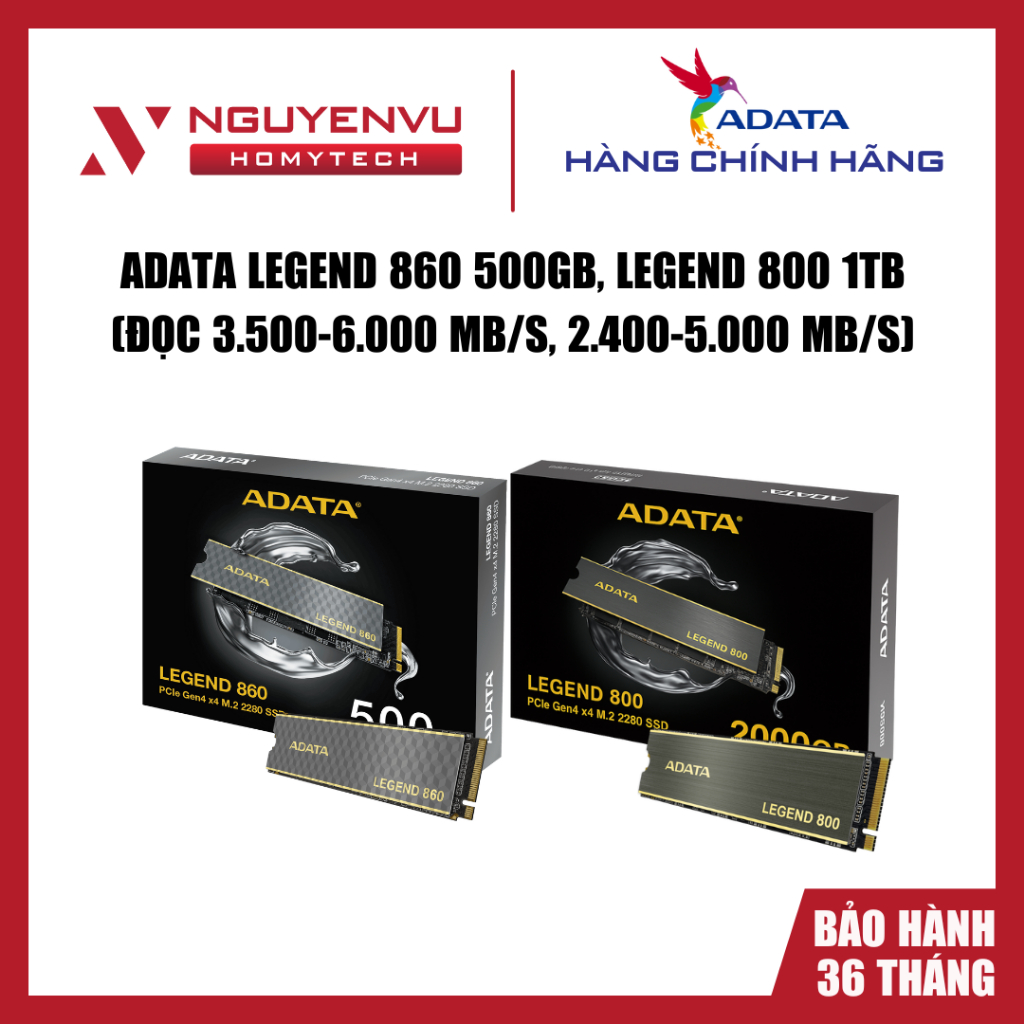 [Full VAT] Ổ cứng SSD Adata LEGEND 860 500GB / LEGEND 800 1TB - PCIe Gen4 x4 - Chính hãng