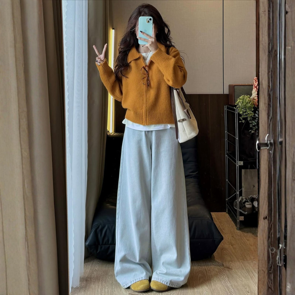 Quần Jean Trắng Ống Suông Rộng 31-33cm MIAA Cạp Cao Tôn Dáng , Quần Bò Trắng Ống Rộng Đủ Size Cực Tôn Dáng | BigBuy360 - bigbuy360.vn