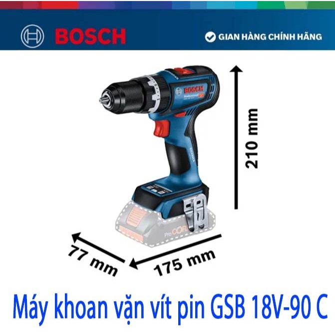 Máy khoan động lực dùng pin 18V Bosch GSB 18V-90 C 06019K61L0 (Chưa Pin & Sạc)