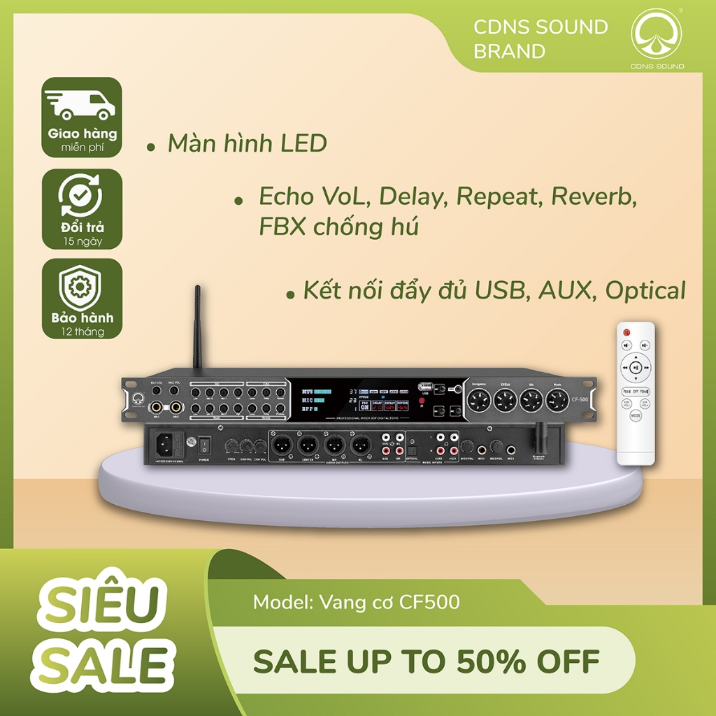 Vang cơ CF-500 – Chống hú, Echo Reverb DSP, Bluetooth, Optical