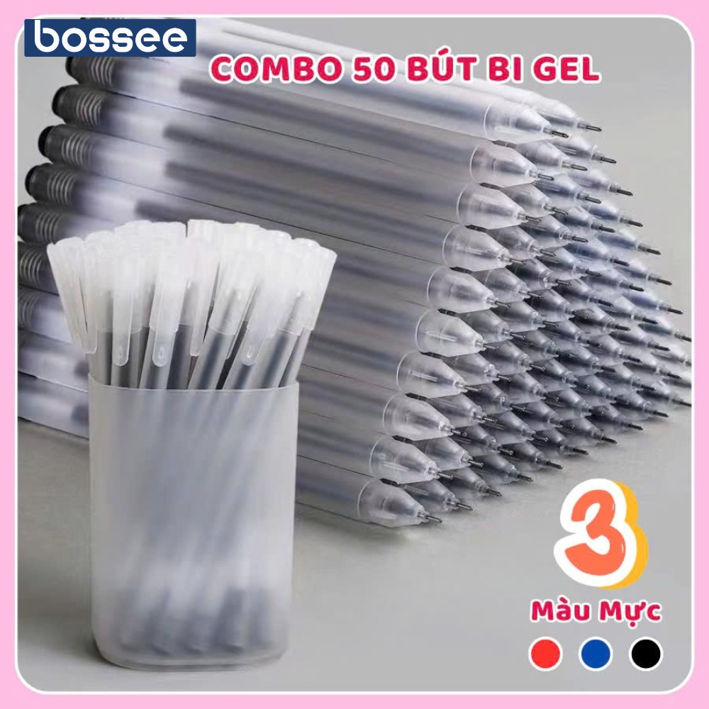 Set 50 bút Ngòi ST 0.5mm, Bút Gel Viết Trơn, Mực Khô Nhanh, Nhiều Màu Không Lem