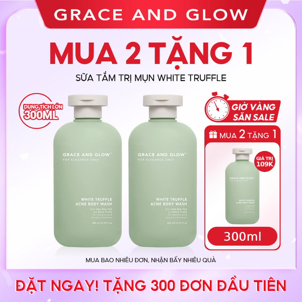   MUA 2 TẶNG 1  Sữa Tắm Grace And Glow White Truffle Acne dành cho da Mụn Và Lỗ Chân Lông 300ml 