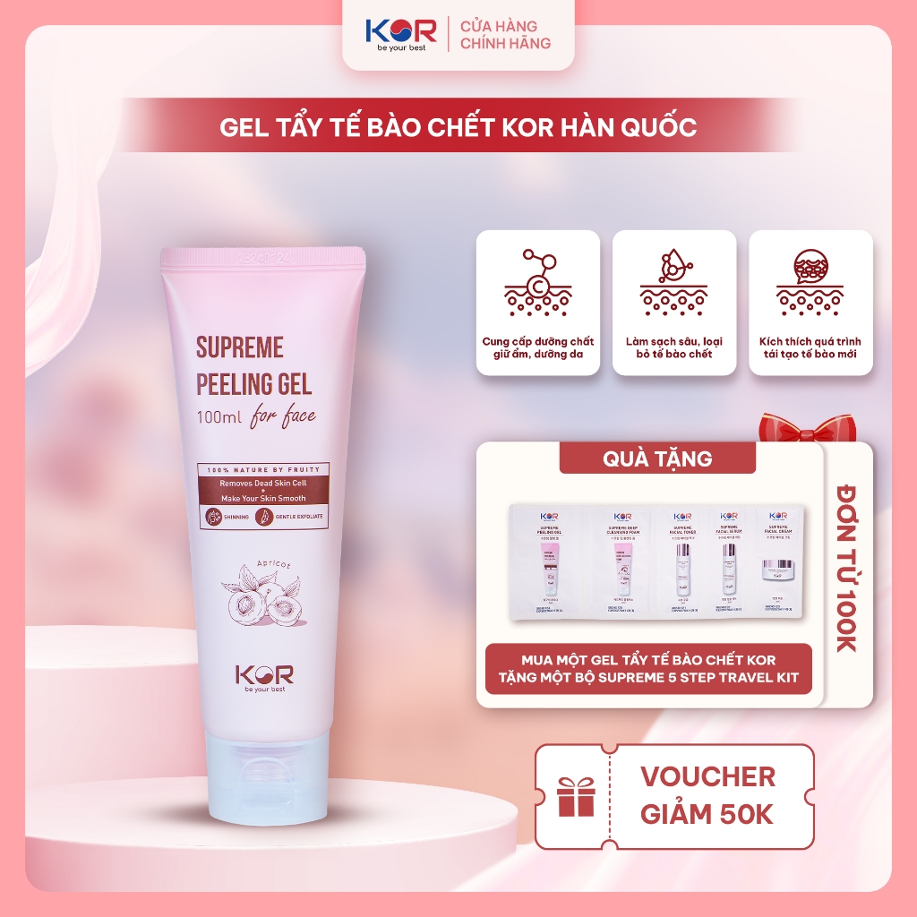 Gel tẩy tế bào chết KOR Supreme Peeling Gel 100ml –  Cho da dầu nhạy cảm, sạch bã nhờn